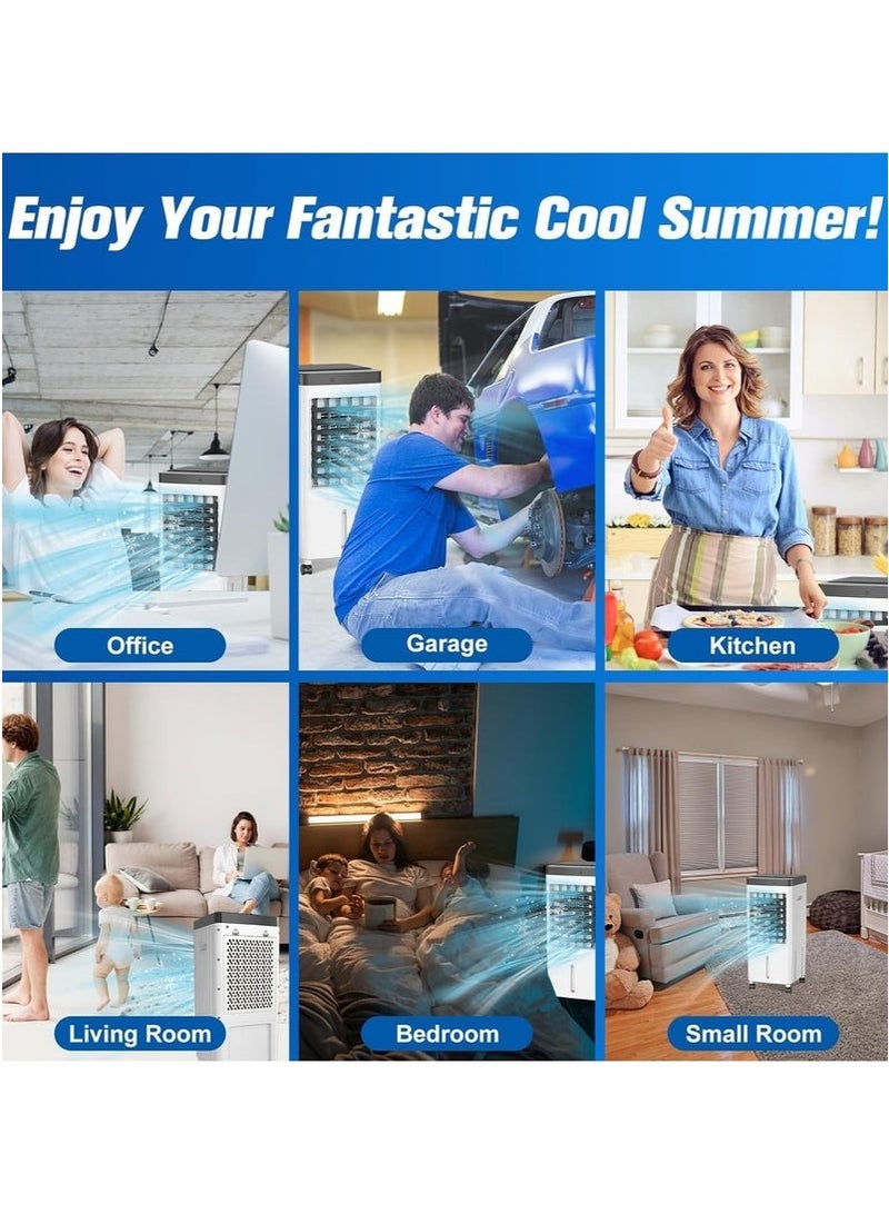 TOSCANA U Evaporative Air Cooler, 3-speed Adjustable Large Water Tank Portable Air Conditioner, 7-hour Timing, Desert Cooler with Remote Control and Touch Control, Suitable for Living Room, Bedroom, Office, Study - 10L - Image 3