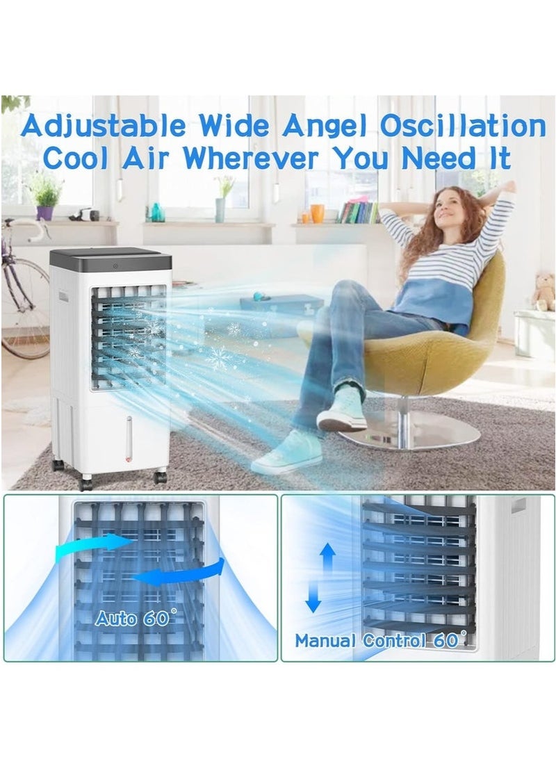 TOSCANA U Evaporative Air Cooler, 3-speed Adjustable Large Water Tank Portable Air Conditioner, 7-hour Timing, Desert Cooler with Remote Control and Touch Control, Suitable for Living Room, Bedroom, Office, Study - 10L - Image 5