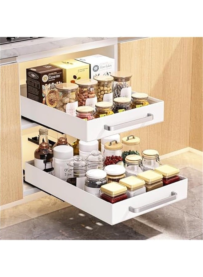TRASSLE Pull Out Cabinet Organizer 2 Pack, Adhesive Slide Out Drawer For Kitchen Cabinet, Peel And Stick pull out drawers for cabinets, No Screw, No Drilling slide out shelves For Pantry  - Image 1