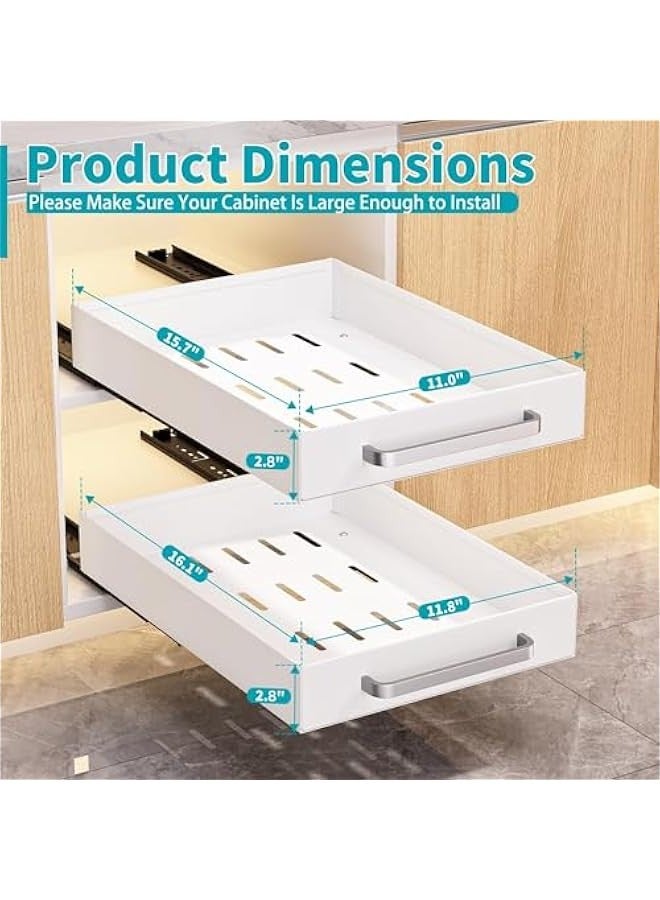 TRASSLE Pull Out Cabinet Organizer 2 Pack, Adhesive Slide Out Drawer For Kitchen Cabinet, Peel And Stick pull out drawers for cabinets, No Screw, No Drilling slide out shelves For Pantry  - Image 2