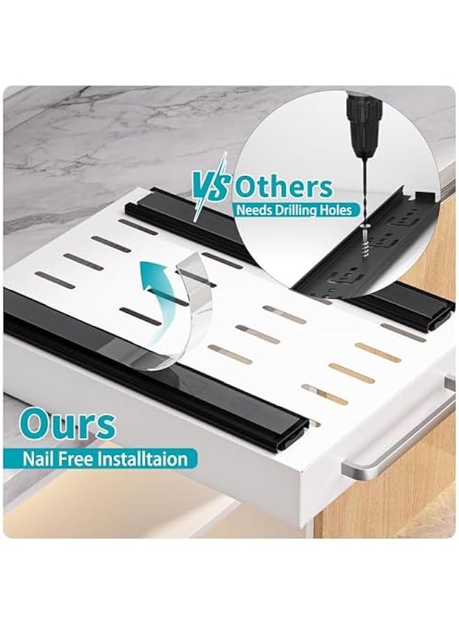 TRASSLE Pull Out Cabinet Organizer 2 Pack, Adhesive Slide Out Drawer For Kitchen Cabinet, Peel And Stick pull out drawers for cabinets, No Screw, No Drilling slide out shelves For Pantry  - Image 3