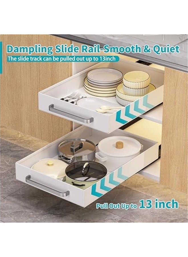 TRASSLE Pull Out Cabinet Organizer 2 Pack, Adhesive Slide Out Drawer For Kitchen Cabinet, Peel And Stick pull out drawers for cabinets, No Screw, No Drilling slide out shelves For Pantry  - Image 4