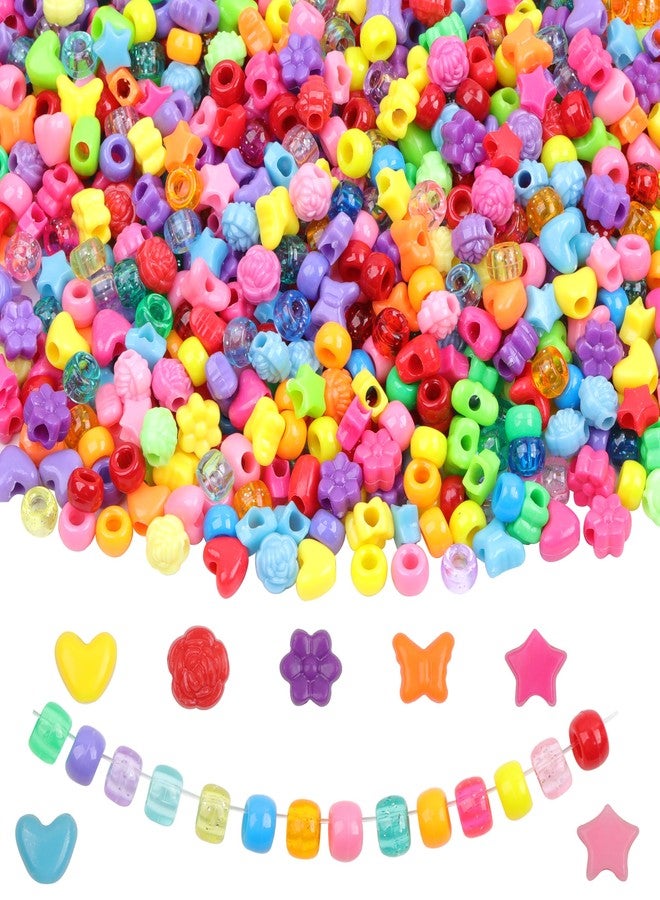 KAKW Plastic Pony Beads, 1000 Pcs, 6x9mm, for Bracelet, Hair Braiding, Friendship Bracelets, Jewelry Making (Multicolour Pony Beads Shapes) - Image 1