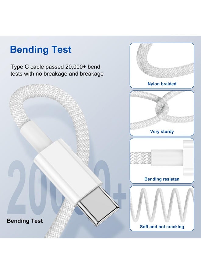 2Pack Type C to Type C Fast Charging Cord for iPhone15,USB C to USB C 6ft Nylon Braided Charger Cable for iPhone17/16/15/MacBook/iPad Air/Mini/Pro/Samsung 23+/23/22+/22 - Image 3