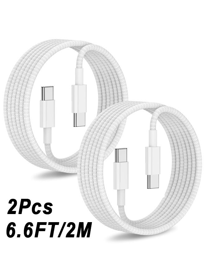 2Pack Type C to Type C Fast Charging Cord for iPhone15,USB C to USB C 6ft Nylon Braided Charger Cable for iPhone17/16/15/MacBook/iPad Air/Mini/Pro/Samsung 23+/23/22+/22 - Image 1