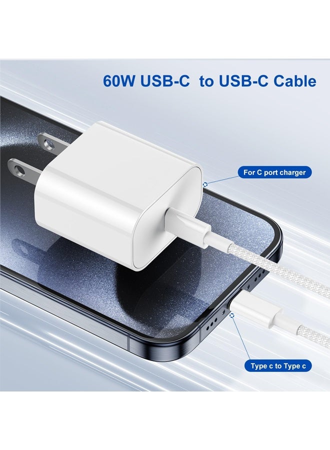 2Pack Type C to Type C Fast Charging Cord for iPhone15,USB C to USB C 6ft Nylon Braided Charger Cable for iPhone17/16/15/MacBook/iPad Air/Mini/Pro/Samsung 23+/23/22+/22 - Image 4