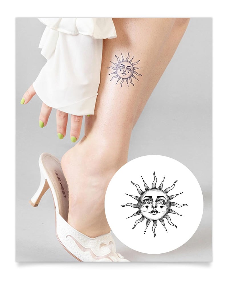 Inkbox Temporary Tattoos, Semi-Permanent Tattoo, One Premium Easy Long Lasting, Water-Resistant Temp Tattoo with For Now Ink - Lasts 1-2 Weeks, Setting Sun, 3 x 3 in