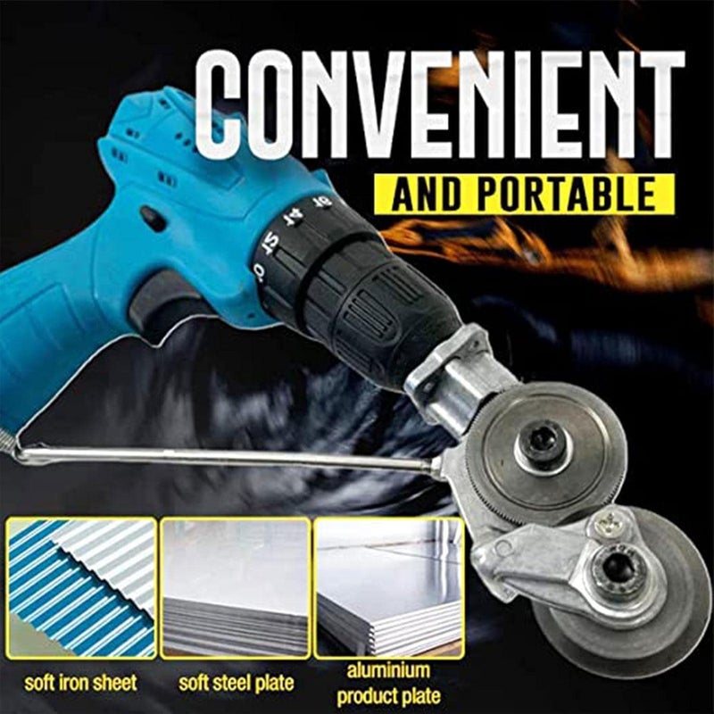 Metal Nibbler Drill Attachment | Drill Attachment Metal Cutter Sheet Metal Cutter Drill Attachment | 2022 New Electric Drill Shears, Portable Double-Headed Sheet Metal Nibbler Cutter - Image 3