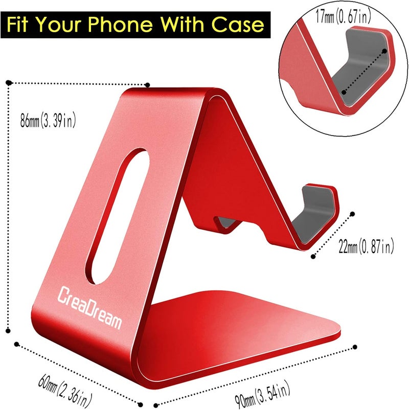 CreaDream Cell Phone Stand, Cradle, Holder,Aluminum Desktop Stand Compatible with Switch, All Smart Phone, iPhone 11 Pro Xs Max Xr X Se 8 7 6 6s Plus SE 5 5s (Red) - Image 5
