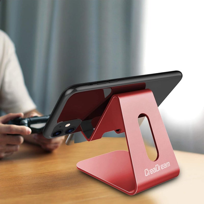 CreaDream Cell Phone Stand, Cradle, Holder,Aluminum Desktop Stand Compatible with Switch, All Smart Phone, iPhone 11 Pro Xs Max Xr X Se 8 7 6 6s Plus SE 5 5s (Red) - Image 2