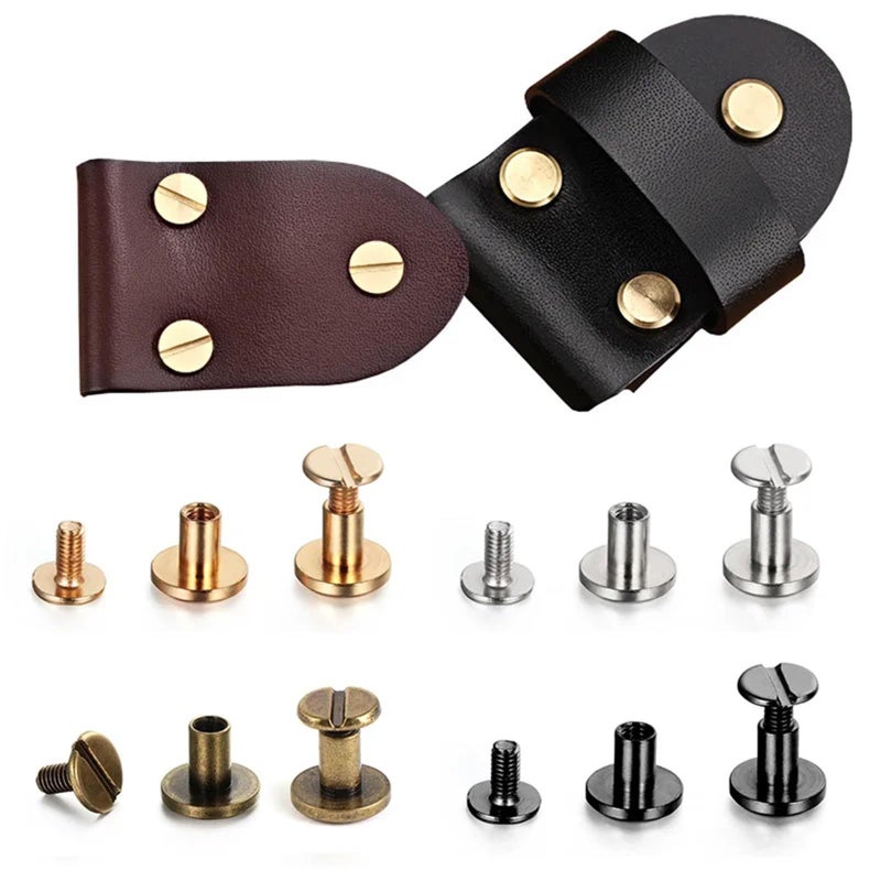 Leather Rivets Metal Flat Head Double Elbow Belt Rivets 6 5mm Ash Black 80 Sets - Image 3