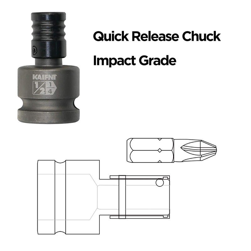 KAIFNT K352 Square Drive Quick-Release Bit Holder Socket Adapters, Impact Grade, 3-Piece - Image 3