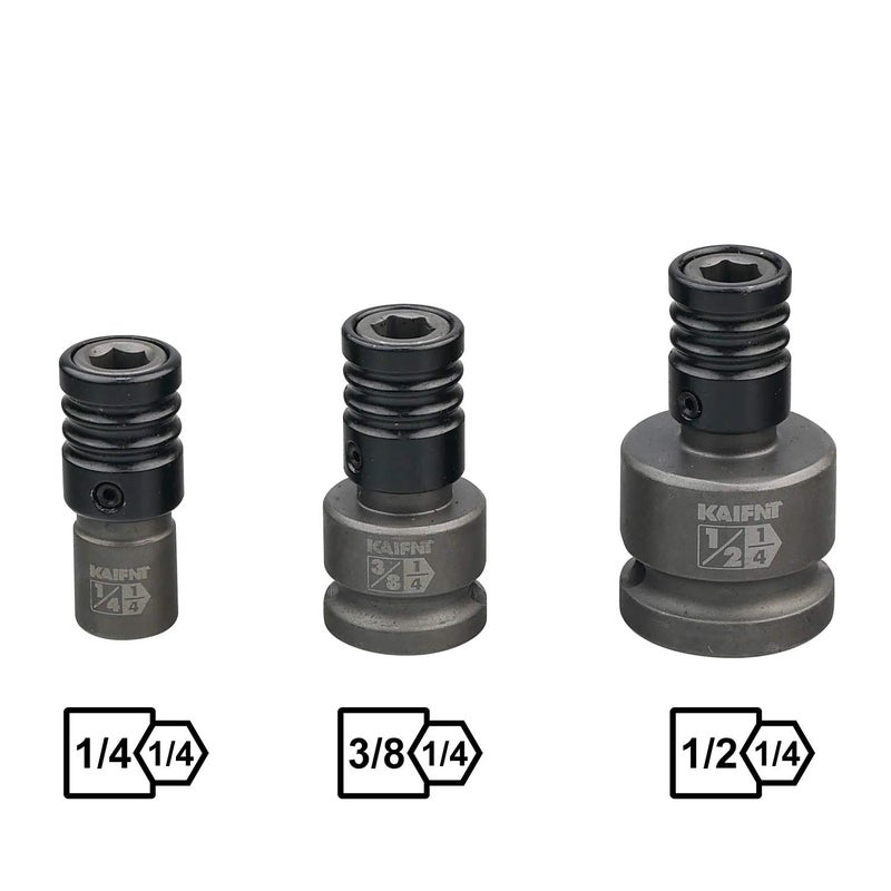 KAIFNT K352 Square Drive Quick-Release Bit Holder Socket Adapters, Impact Grade, 3-Piece - Image 2