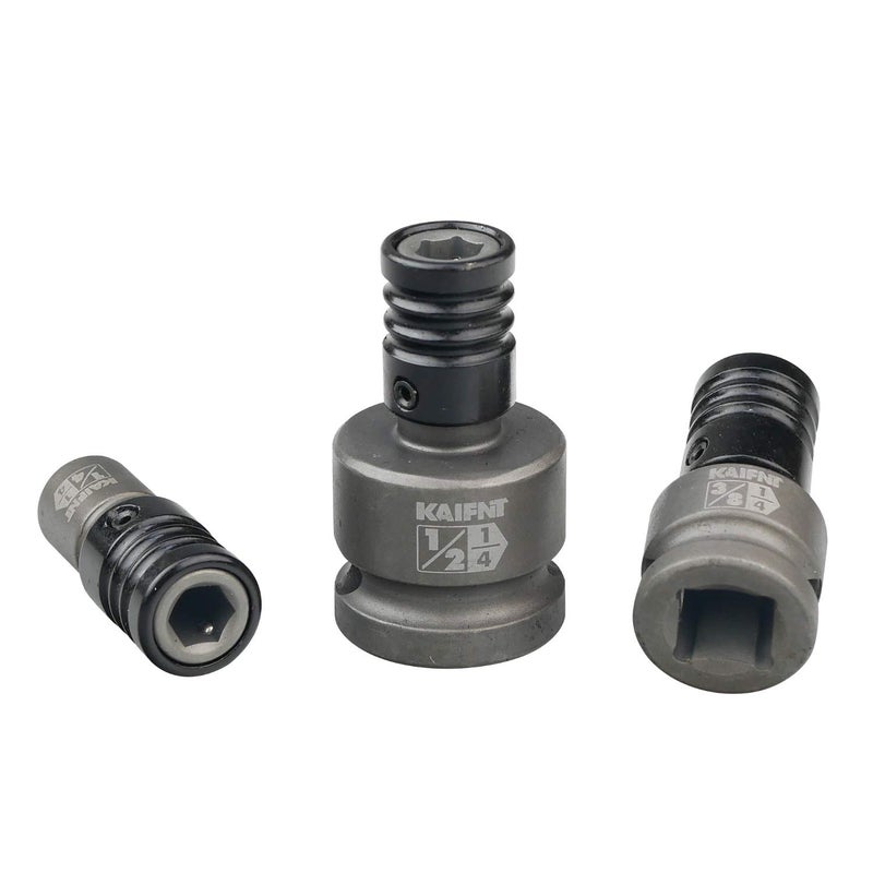 KAIFNT K352 Square Drive Quick-Release Bit Holder Socket Adapters, Impact Grade, 3-Piece - Image 1