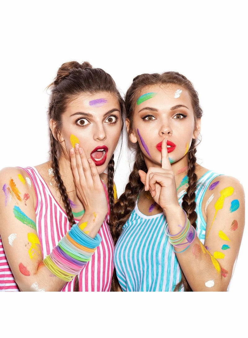 Excefore 100 قطعة من أساور هلام السيليكون المضيئة من الثمانينيات، ربطات شعر متعددة الألوان من السيليكون، أساور حفلات، أساور ريترو للفتيات والنساء - Image 3