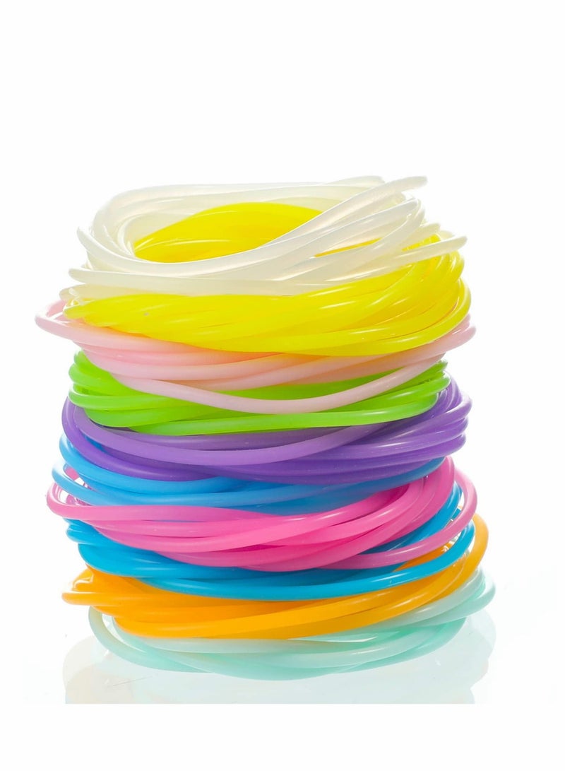 Excefore 100 قطعة من أساور هلام السيليكون المضيئة من الثمانينيات، ربطات شعر متعددة الألوان من السيليكون، أساور حفلات، أساور ريترو للفتيات والنساء - Image 1