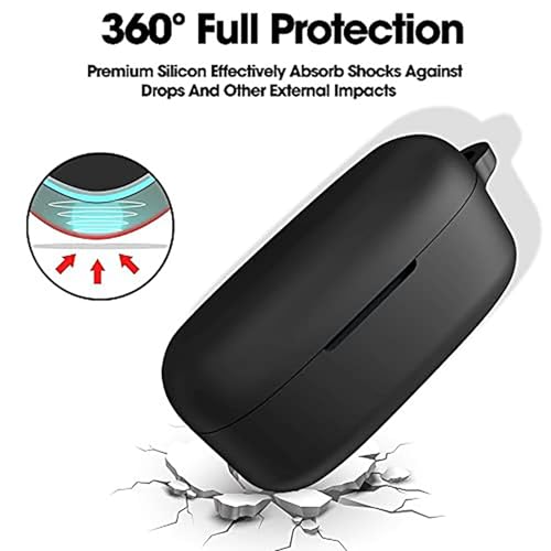 Sounce Silicone Protective Case Cover for Boat Airdopes 121v2 / Boat Airdopes 121 – Anti-Fall, Anti-Dust Earphone Case with Hook, Fingerprint-Resistant – Pack of 3 (Black, Blue, Grey – 1 Piece Each) - Image 2