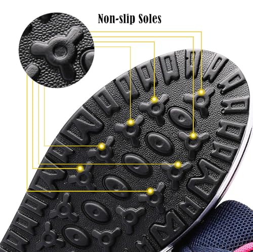 DADAWEN Women's Slip On Breathable Mesh Walking Tennis Shoes Lightweight Comfort Wedge Platform Casual Sneakers for Gym Travel Work Navy/Hot Pink US Size 5 - Image 5