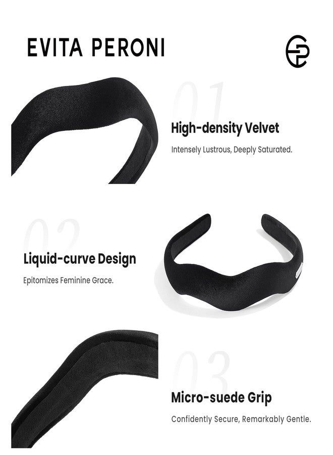 EVITA PERONI Velvet headbands for women Soft headband Curve design Wavy Style, Retro, Elegant and Comfortable Hairbands-Red - Image 5