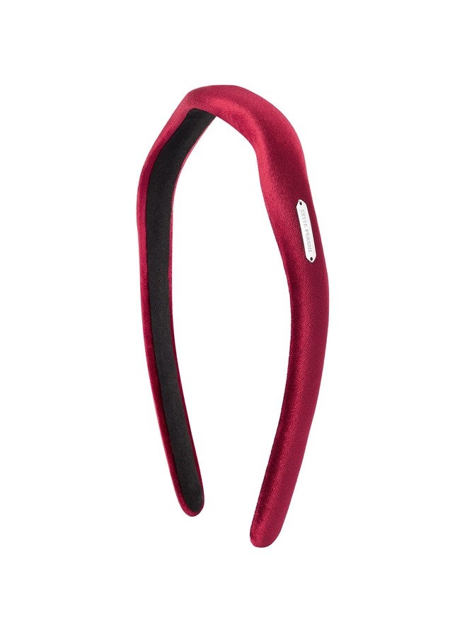 EVITA PERONI Velvet headbands for women Soft headband Curve design Wavy Style, Retro, Elegant and Comfortable Hairbands-Red - Image 1