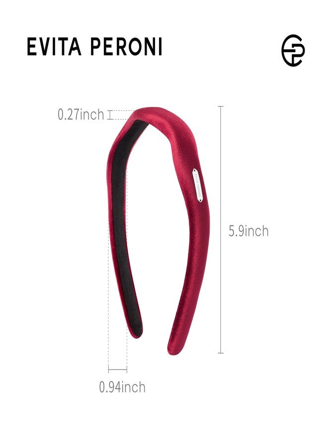 EVITA PERONI Velvet headbands for women Soft headband Curve design Wavy Style, Retro, Elegant and Comfortable Hairbands-Red - Image 4