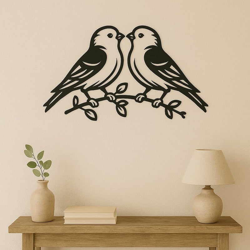 Mayumi DÉCOR | Wooden Wall Plaque/Wall Sign For Home Decoration | Ready To Hang Wall Decor (Black) – 420 mm Length (Gold Finch Birds) - Image 1