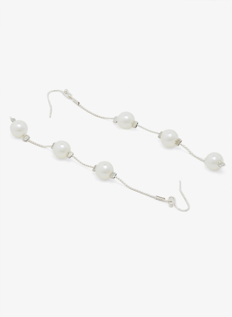 ELLA Dainty Heart Shaped Pearl Drown Down Earrings - Image 2