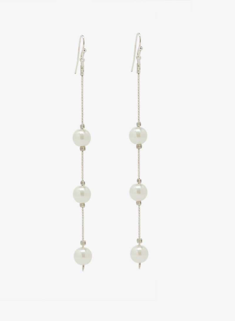 ELLA Dainty Heart Shaped Pearl Drown Down Earrings - Image 1