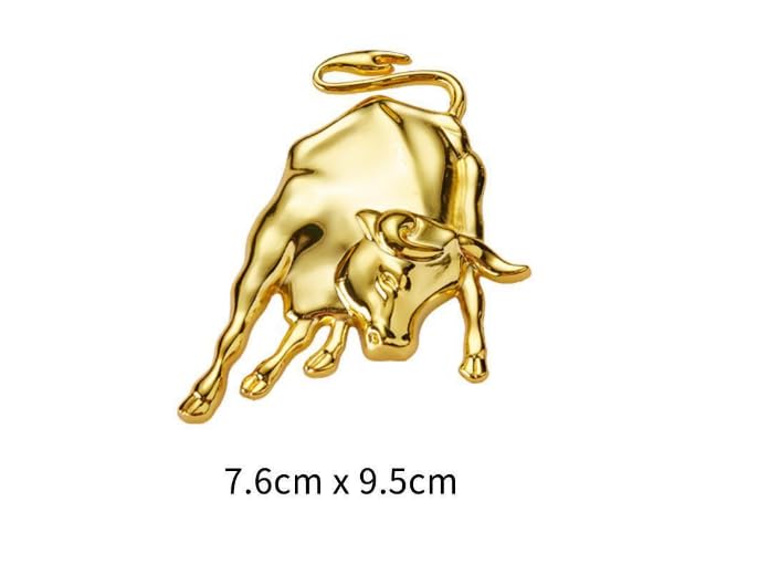 AutoBizarre 3D Raised Ox Bull Metal Monogram Emblem Badge Sticker for All Cars & Bikes (Silver) - Image 2