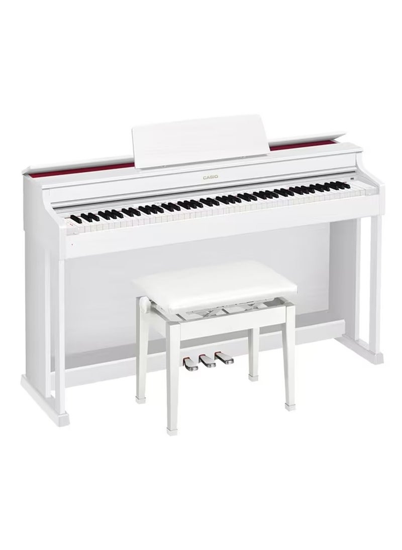 CASIO Celviano AP-470WE Digital Piano - White - 88 Keys - AiR Sound Source - 22 Tones - 20W＋20W - Polyphony 256 with Adjustable Piano Bench  - Image 2