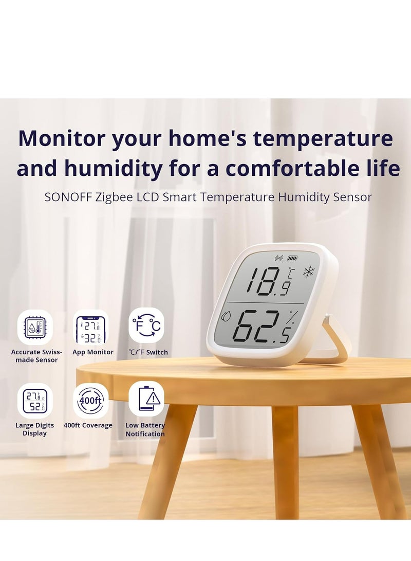 SONOFF SONOFF SNZB-02D, Zigbee LCD Smart Temperature Humidity Sensor, Low attery Notification, Large Digits Display, High Accuracy, Alert via APP, Works with Alexa & Google Home, ZigBee Hub Required  - Image 2