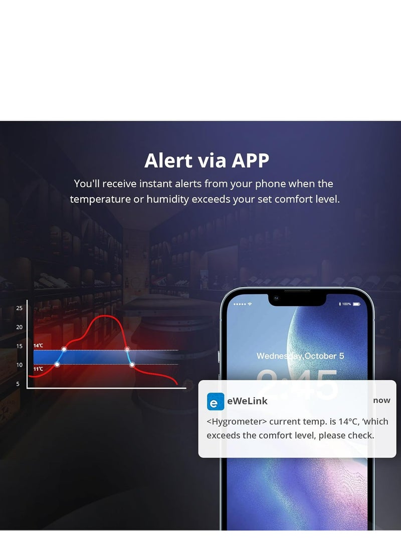 SONOFF SNZB-02D, Zigbee LCD Smart Temperature Humidity Sensor, Low attery Notification, Large Digits Display, High Accuracy, Alert via APP, Works with Alexa & Google Home, ZigBee Hub Required