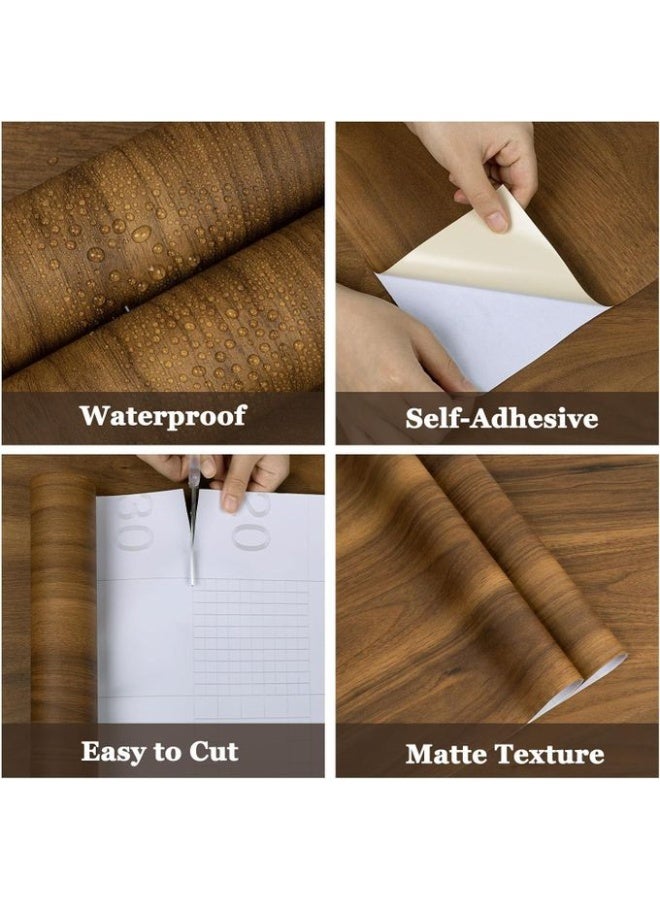 Self-Adhesive Wood Grain Wallpaper Roll Light Brown Wooden Texture Decorative Contact Paper 45 cm x 5 m for Furniture Tables Cabinets Wall Renovation - Image 1