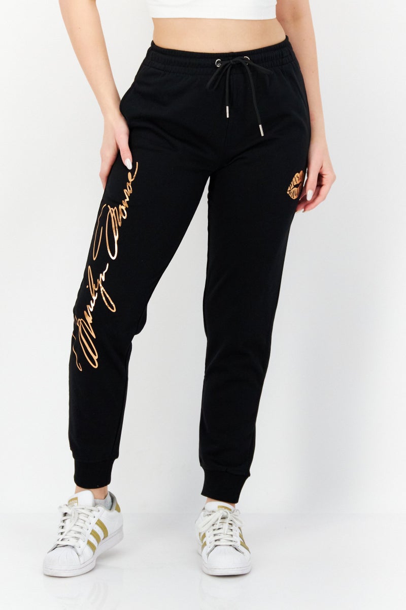 Marilyn Monroe سروال جوجر نسائي سادة، أسود - Image 1