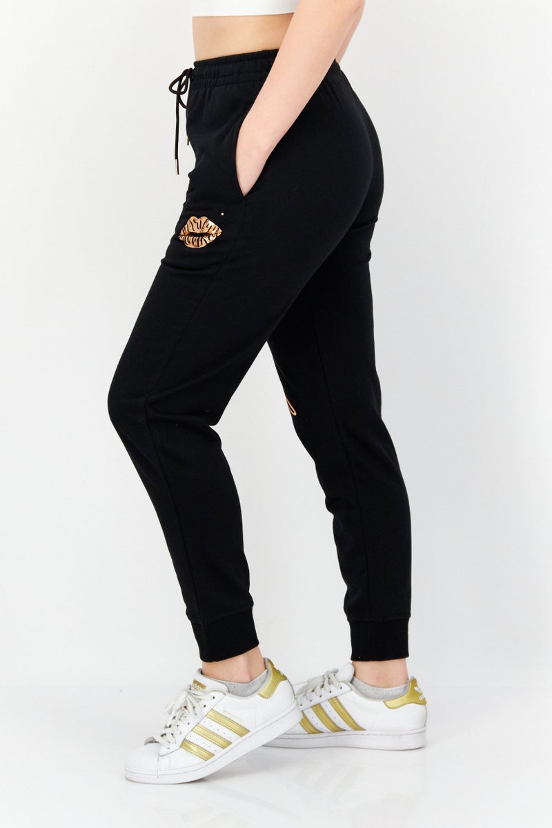 Marilyn Monroe سروال جوجر نسائي سادة، أسود - Image 3