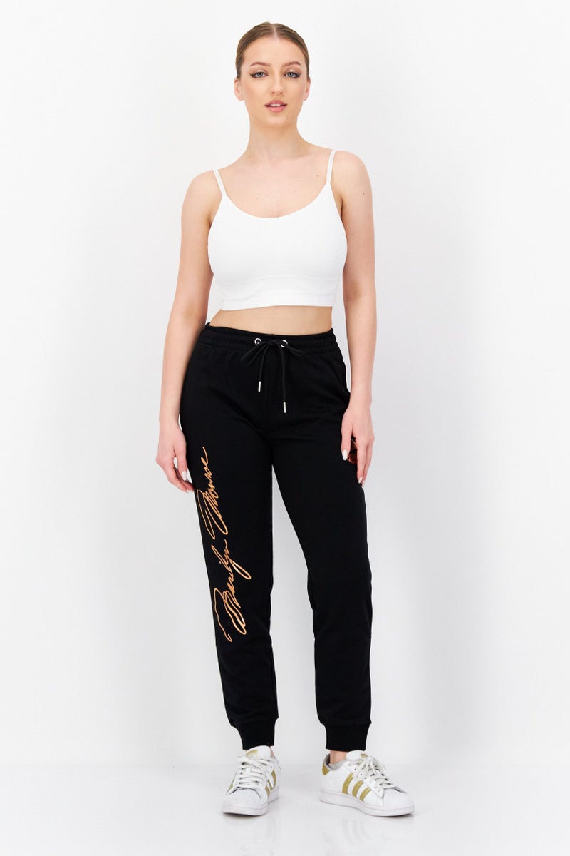 Marilyn Monroe سروال جوجر نسائي سادة، أسود - Image 2