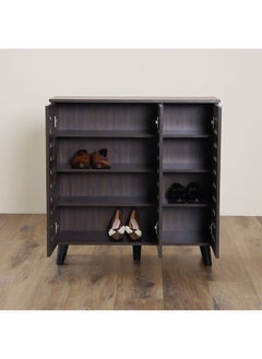 DANUBE HOME Jax 3 Door Shoe Cabinet 16 Pairs Of Shoes Modern Design Furniture Wooden Shoe Organizer For Entryway Hallway Living Room L 90x32x91 Cm Walnut  - Image 5