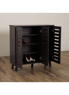 DANUBE HOME Jax 3 Door Shoe Cabinet 16 Pairs Of Shoes Modern Design Furniture Wooden Shoe Organizer For Entryway Hallway Living Room L 90x32x91 Cm Walnut  - Image 4