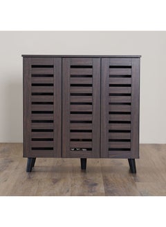 DANUBE HOME Jax 3 Door Shoe Cabinet 16 Pairs Of Shoes Modern Design Furniture Wooden Shoe Organizer For Entryway Hallway Living Room L 90x32x91 Cm Walnut  - Image 2
