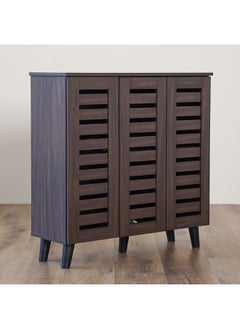 DANUBE HOME Jax 3 Door Shoe Cabinet 16 Pairs Of Shoes Modern Design Furniture Wooden Shoe Organizer For Entryway Hallway Living Room L 90x32x91 Cm Walnut  - Image 3