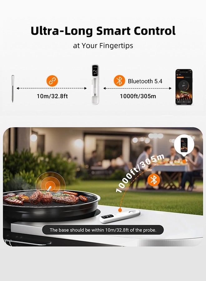 إنك بيرد مقياس حرارة اللحوم اللاسلكي المصغر INKBIRD INT-11I-B - بلوتوث 5.4، اتصال فائق الطول 1000 قدم/305 متر، تخزين بيانات دون اتصال لمدة 60 دقيقة، مقاوم للماء بمعيار IP67، شاشة LED بيضاء، مثالي للشواء والشوي والفرن  - Image 4