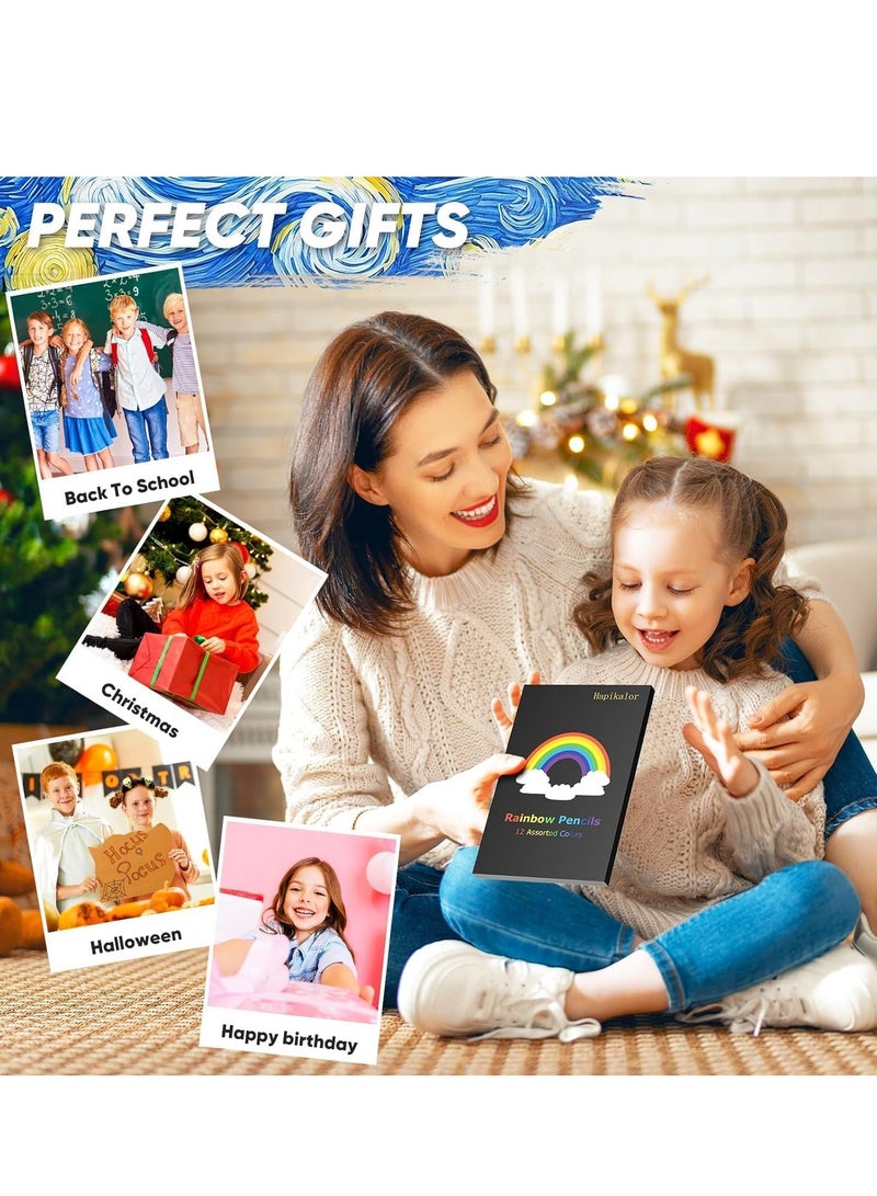 FengSVMA 12 Pieces Rainbow Pencils, Colored Pencils for Adults Kids, Multicolored Pencils Art Supplies for Drawing, Coloring, Sketching, Party Favor Bags, Pre-sharpened - Image 4