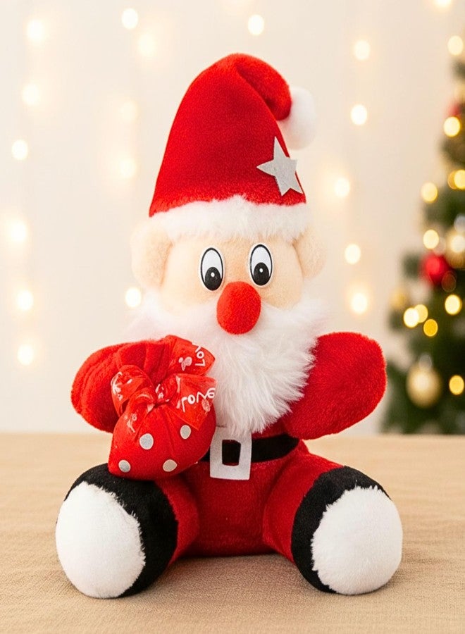 Tickles Christmas Santa Claus with Gift Bag Stuffed Soft Plush Toy for Kids Room (Size: 26 cm Color: Red) - Image 3