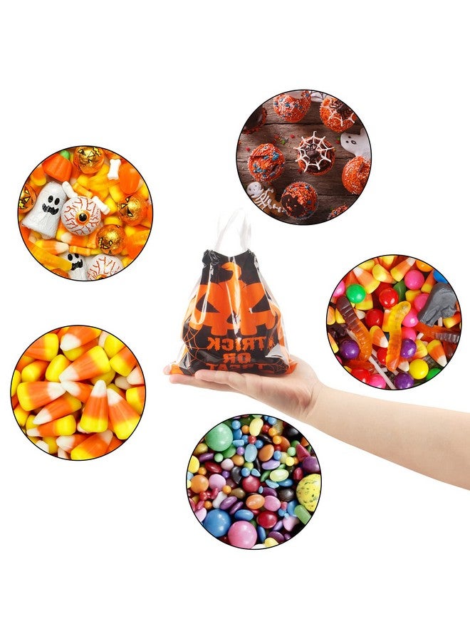 DIYASY 72 Pcs Halloween Drawstring Treat Bags, Small Plastic Candy Bags with Handle Trick or Treat Halloween Party Favors Supplies - Image 4