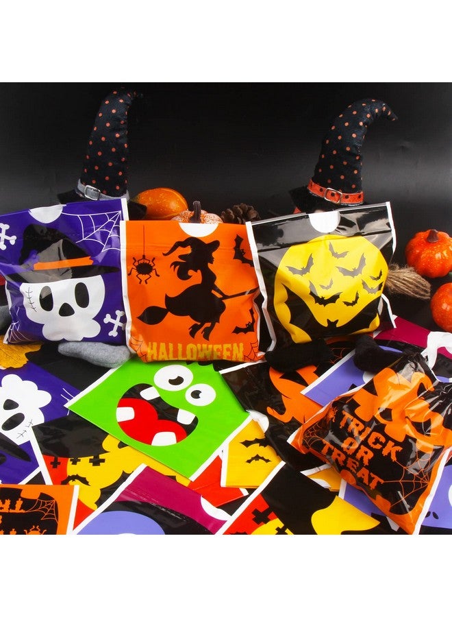 DIYASY 72 Pcs Halloween Drawstring Treat Bags, Small Plastic Candy Bags with Handle Trick or Treat Halloween Party Favors Supplies - Image 5