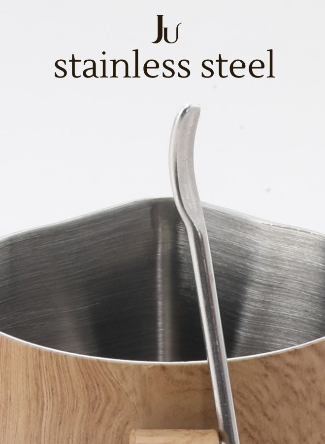 بتشر تبخير الحليب 300 مل اللون خشبي يساعد الباريستا الرسم بقلم التزيين من الفولاذ المقاوم للصدأ مع قلم تزيين - Image 2