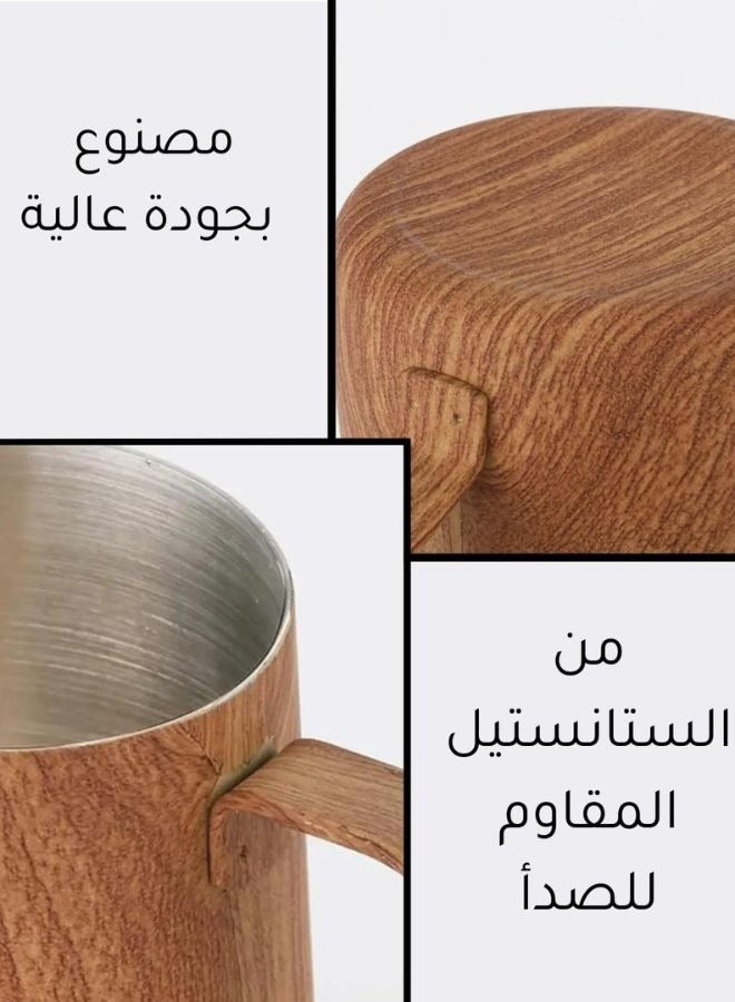 بتشر تبخير الحليب 300 مل اللون خشبي يساعد الباريستا الرسم بقلم التزيين من الفولاذ المقاوم للصدأ مع قلم تزيين - Image 5