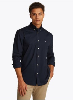 TOMMY HILFIGER Men's Flex Poplin Shirt - Cotton, Blue  - Image 1