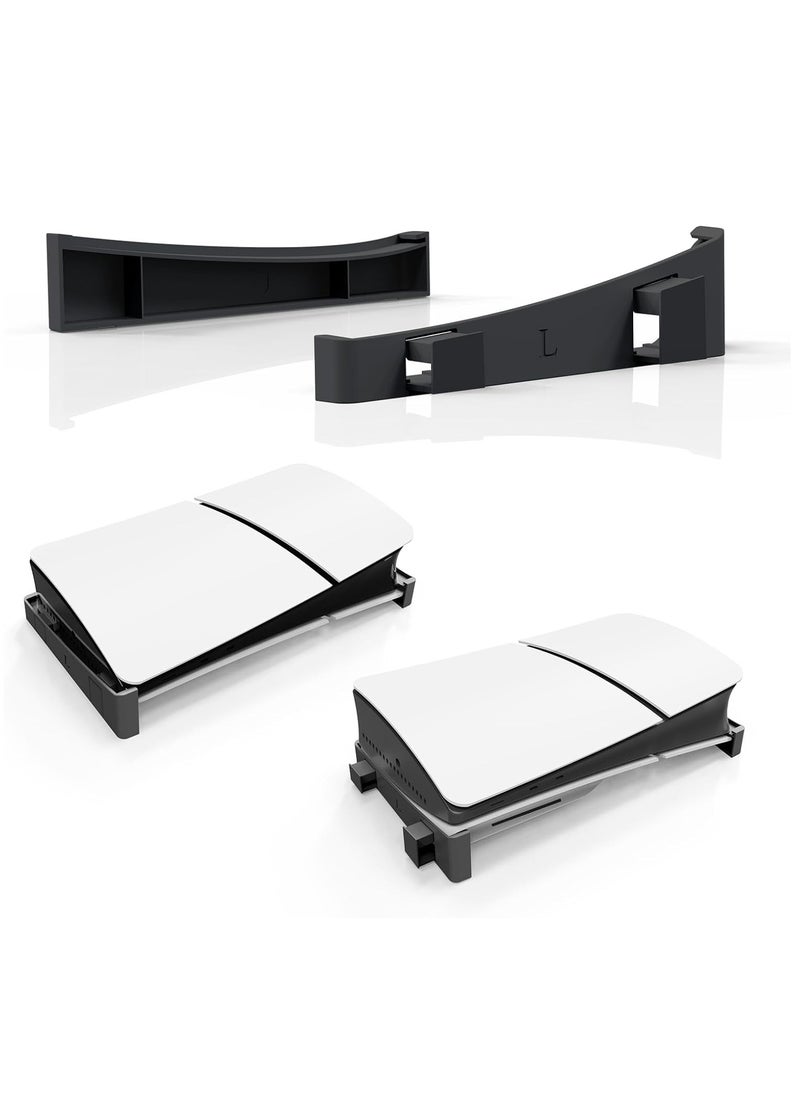 Stand For PS5 Slim Disc and Digital Edition Compatible with PlayStation 5 Slim Console Horizontal Placement Bracket Holder for Storage (Black)