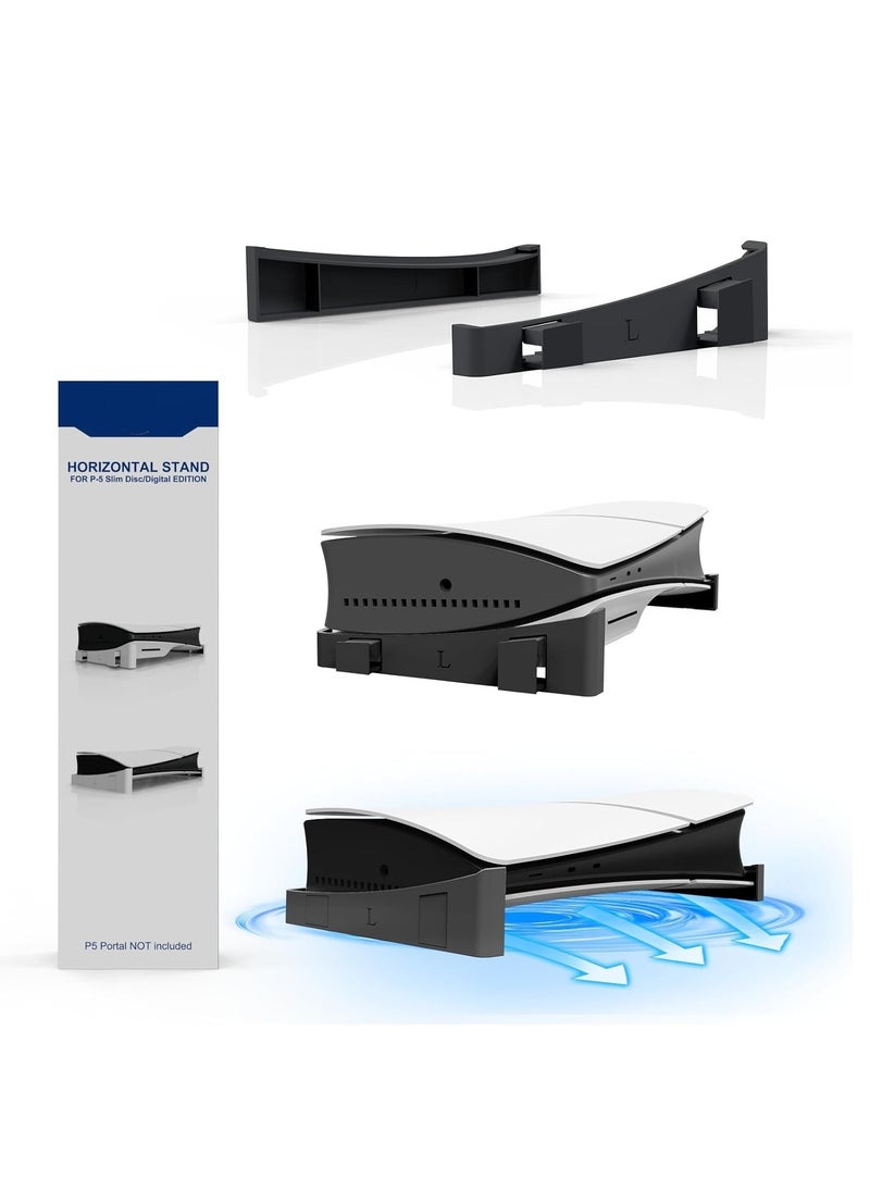 Stand For PS5 Slim Disc and Digital Edition Compatible with PlayStation 5 Slim Console Horizontal Placement Bracket Holder for Storage (Black)